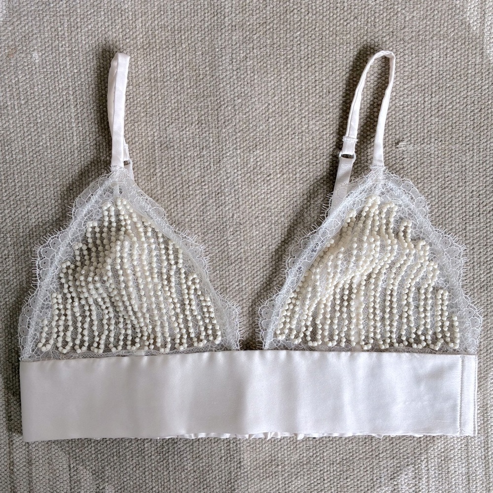 Victoria's Secret Pearl Embellished Cream Bralette